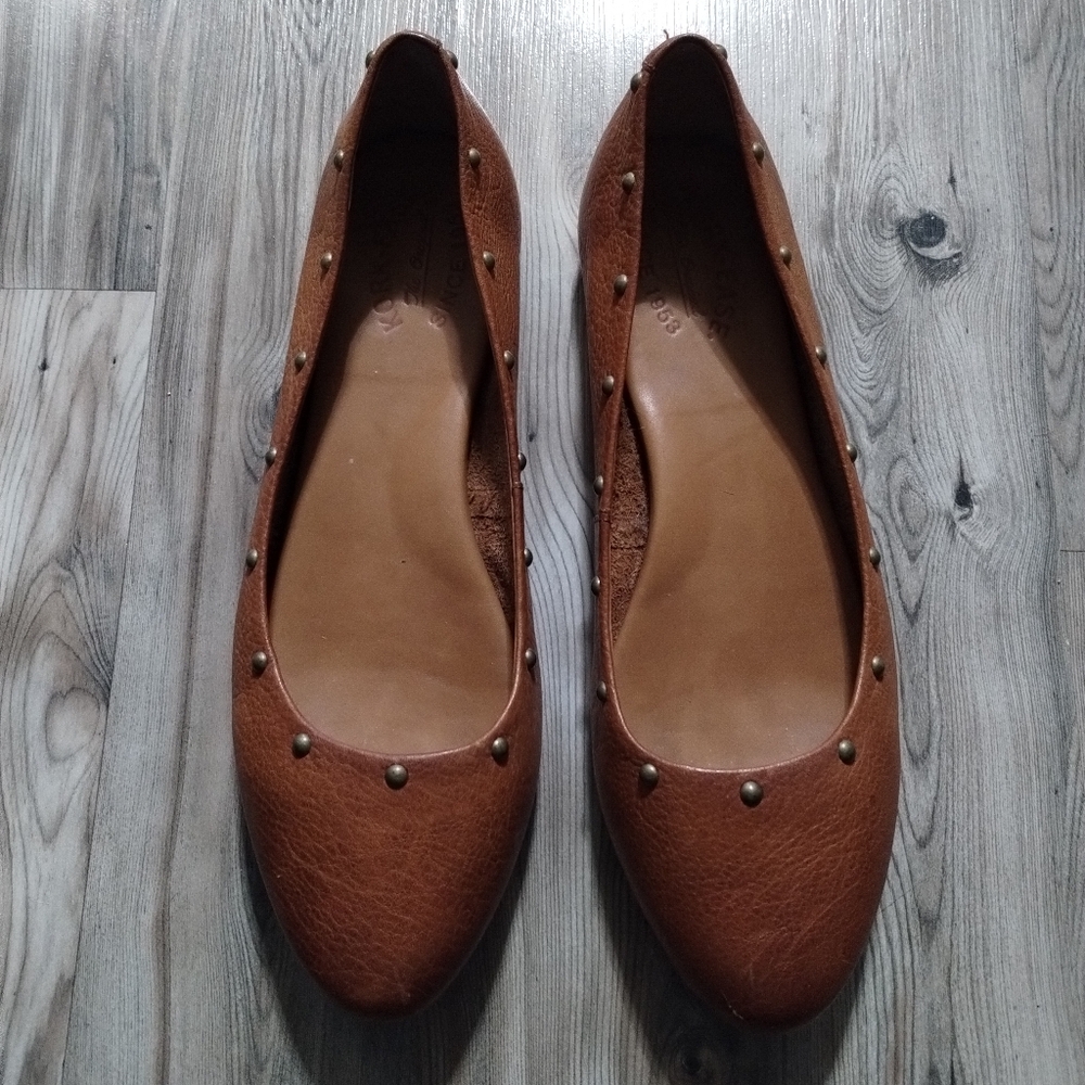 Kork-Ease Brown Studded Leather Ballet Flats